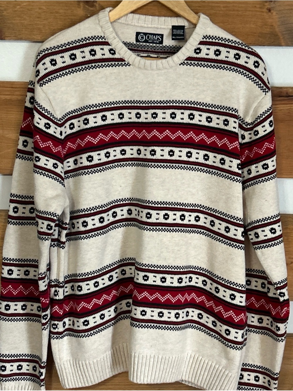 Chaps Ralph Lauren Festive Men's Size XL Coogi Style Multicolored Knit Sweater